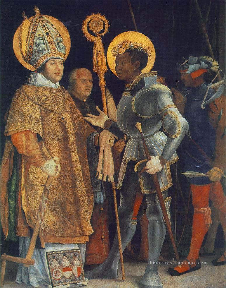 Rencontre de St Erasm et St Maurice Renaissance Matthias Grunewald Peintures à l'huile